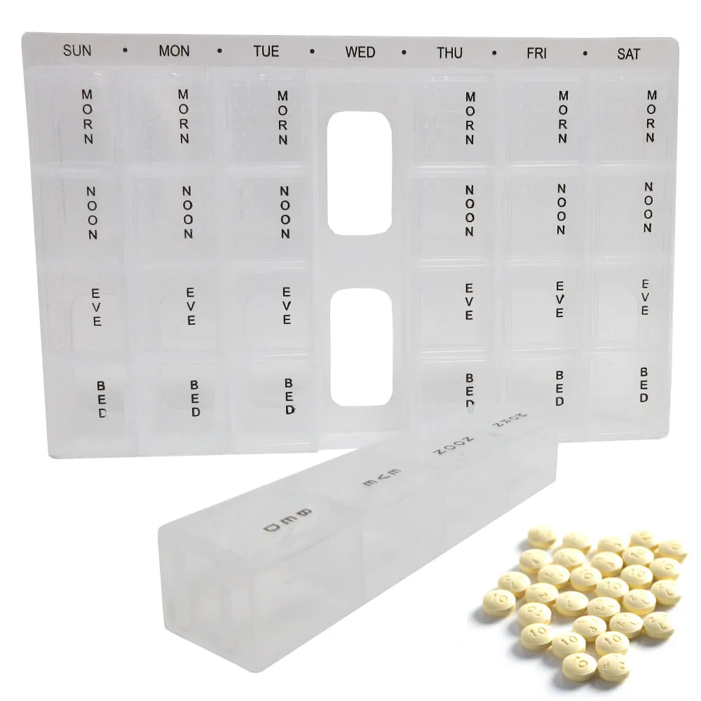 2 Pack Weekly Pop Up Pill Box Storage Organizer 7 Day Medication Compartment Set