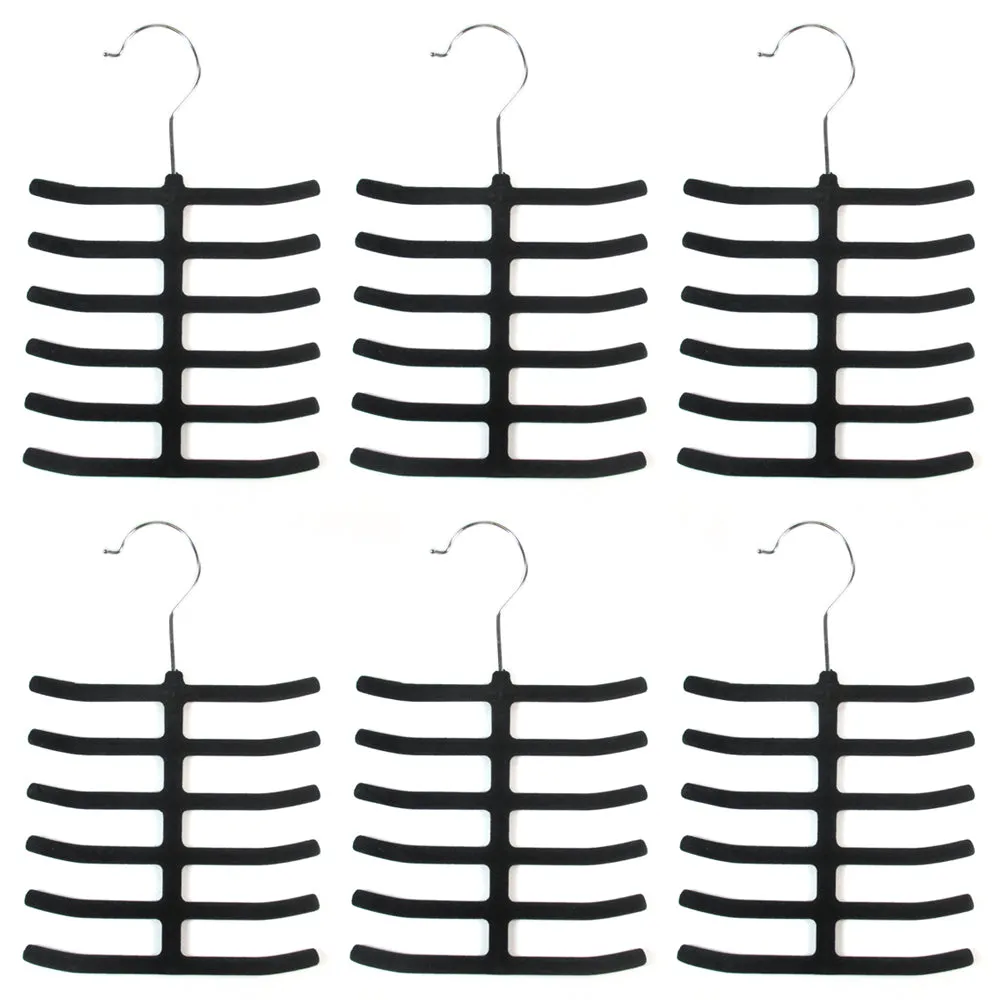 6 Tie Rack Hanger Non Slip Belt Compact Closet Scarf Holder Organizer Saver Hook