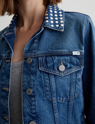 AG Studded Isa Cropped Trucker Jacket - Angeleno