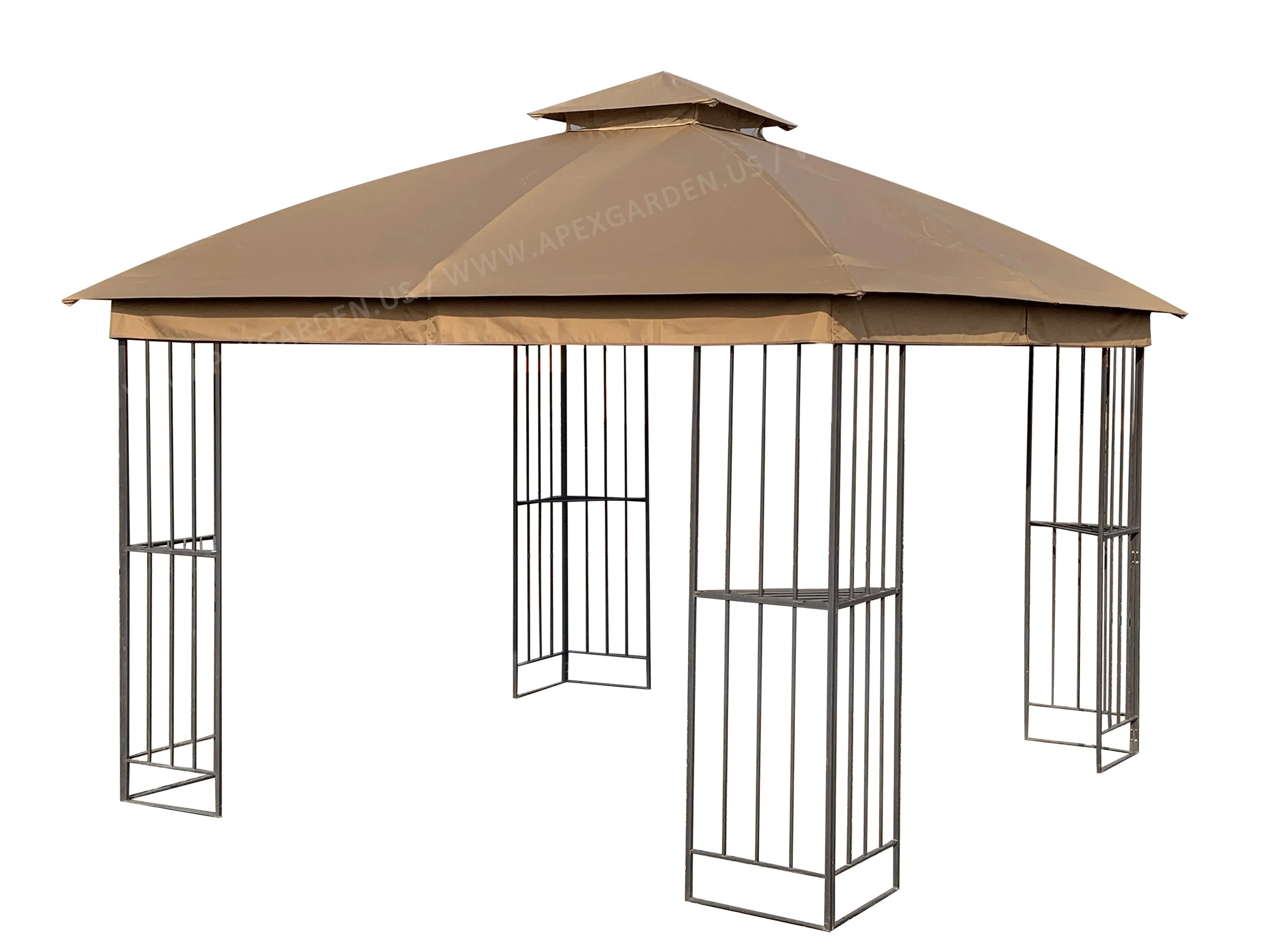 APEX GARDEN Canopy Top for Style Selections 10 ft x 10 ft Brown Metal Square Semi- Gazebo Model #TPGAZ9116 / #TPGAZ9116A / #TPGAZ9116B (Top Only) (Tan)