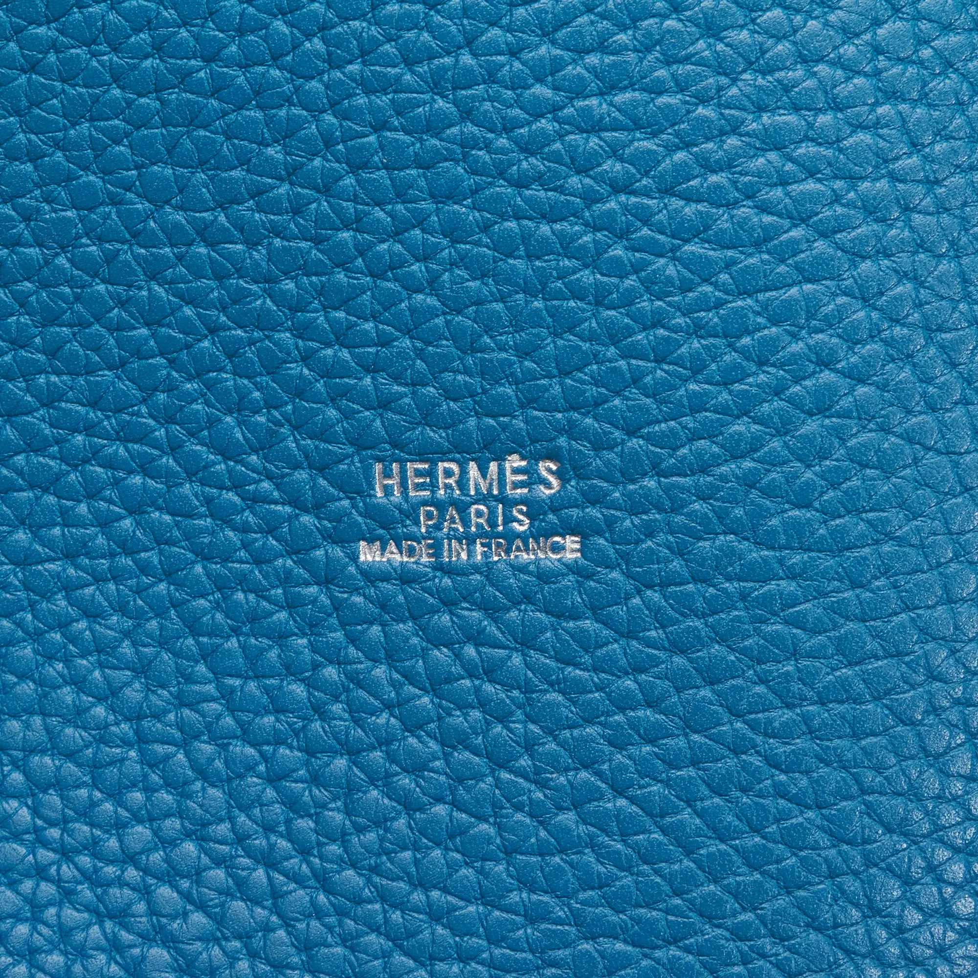 Blue Hermès Clemence Mangeoire Bucket PM