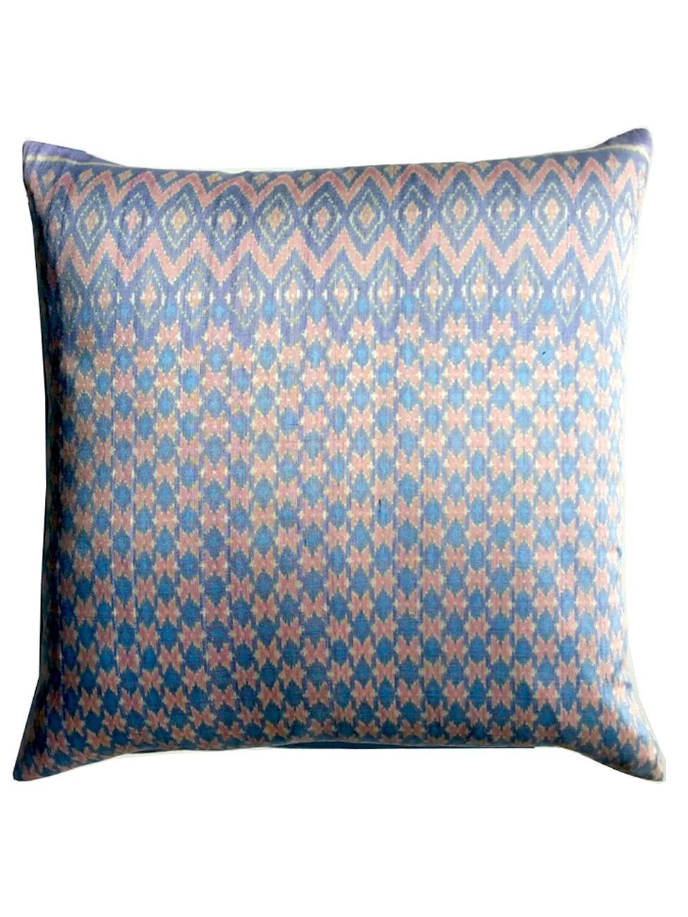 Cambodian Silk Ikat Pillow Baby Blue And Pink