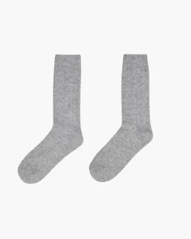 CASHMERE RIBBED SOCK IN GREY HEATHER