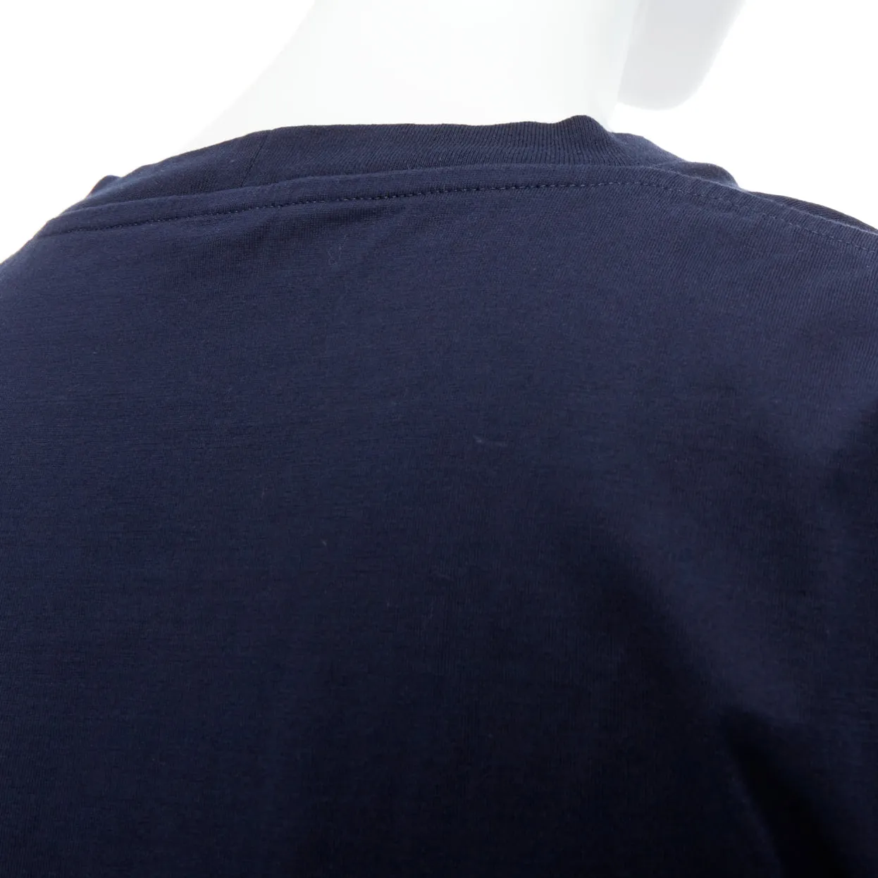 CELINE navy white big varsity Paris logo boxy crew neck crop tshirt XS