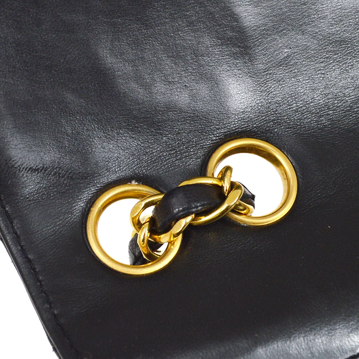 CHANEL 1991-1994 Black Lambskin Chevron Letter Flap Small 52099