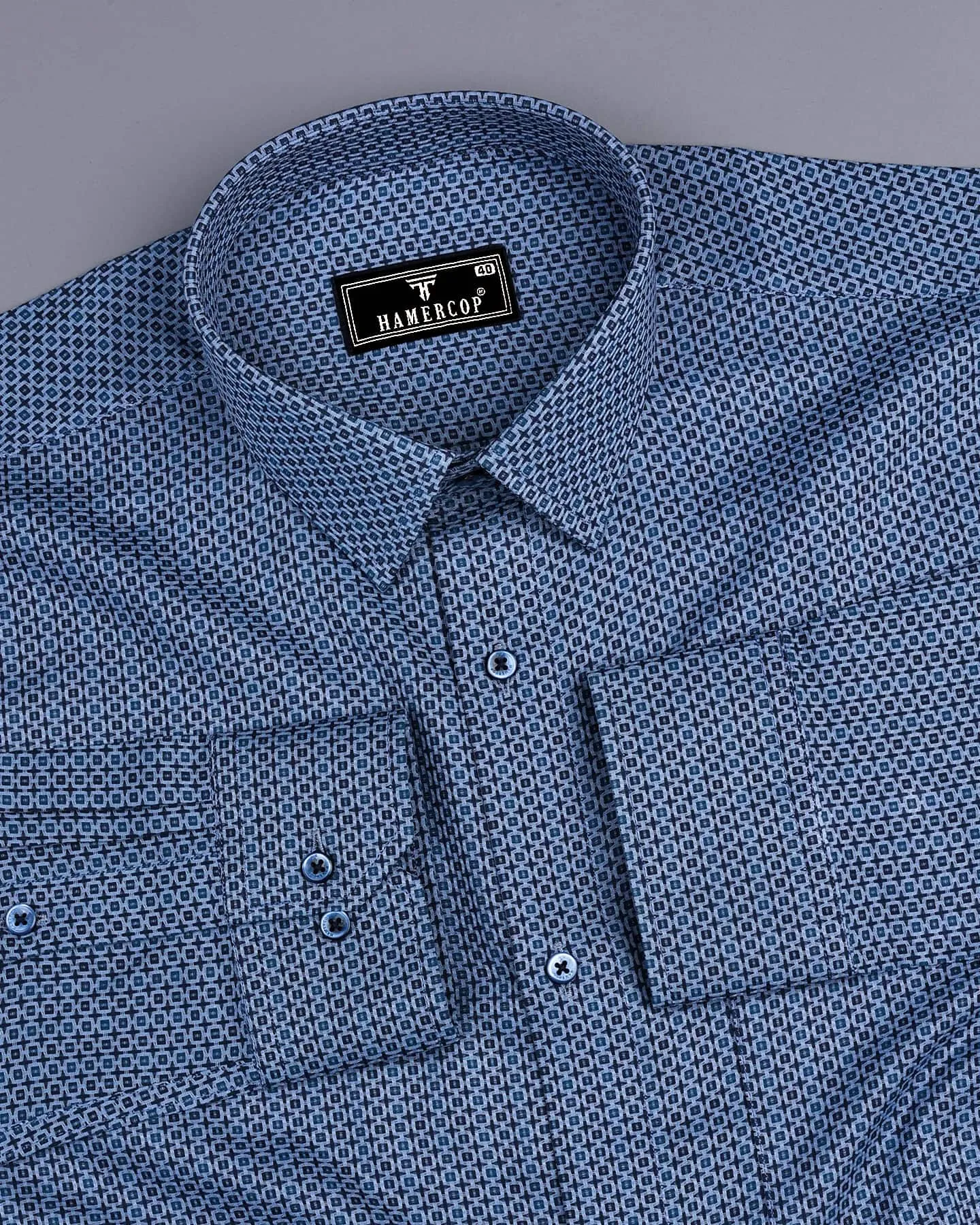 Edwin Blue Dobby Texture Premium Giza Shirt