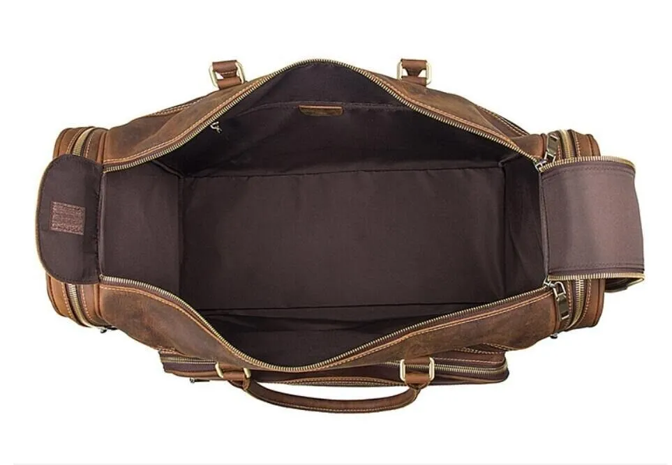 Extra Large Genuine Leather Travel Bag Weekender