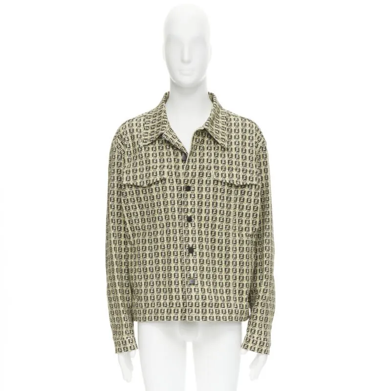 FENDI Forever Bamboo FF Zucca monogram brown cotton jacket IT52 XXL
