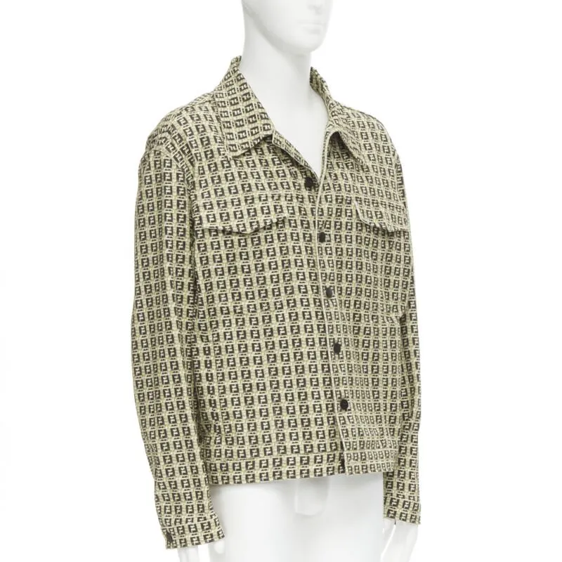 FENDI Forever Bamboo FF Zucca monogram brown cotton jacket IT52 XXL