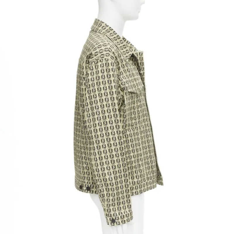 FENDI Forever Bamboo FF Zucca monogram brown cotton jacket IT52 XXL