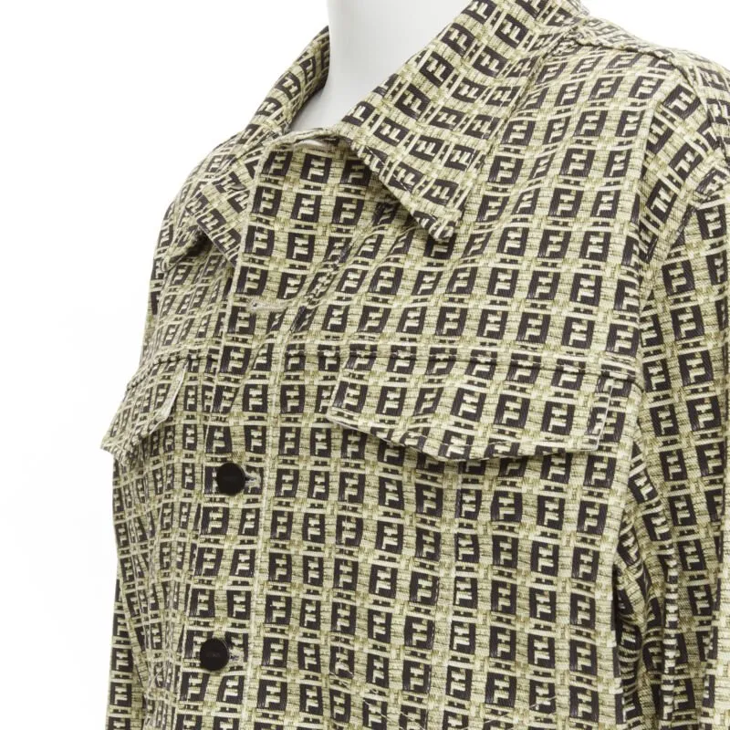 FENDI Forever Bamboo FF Zucca monogram brown cotton jacket IT52 XXL