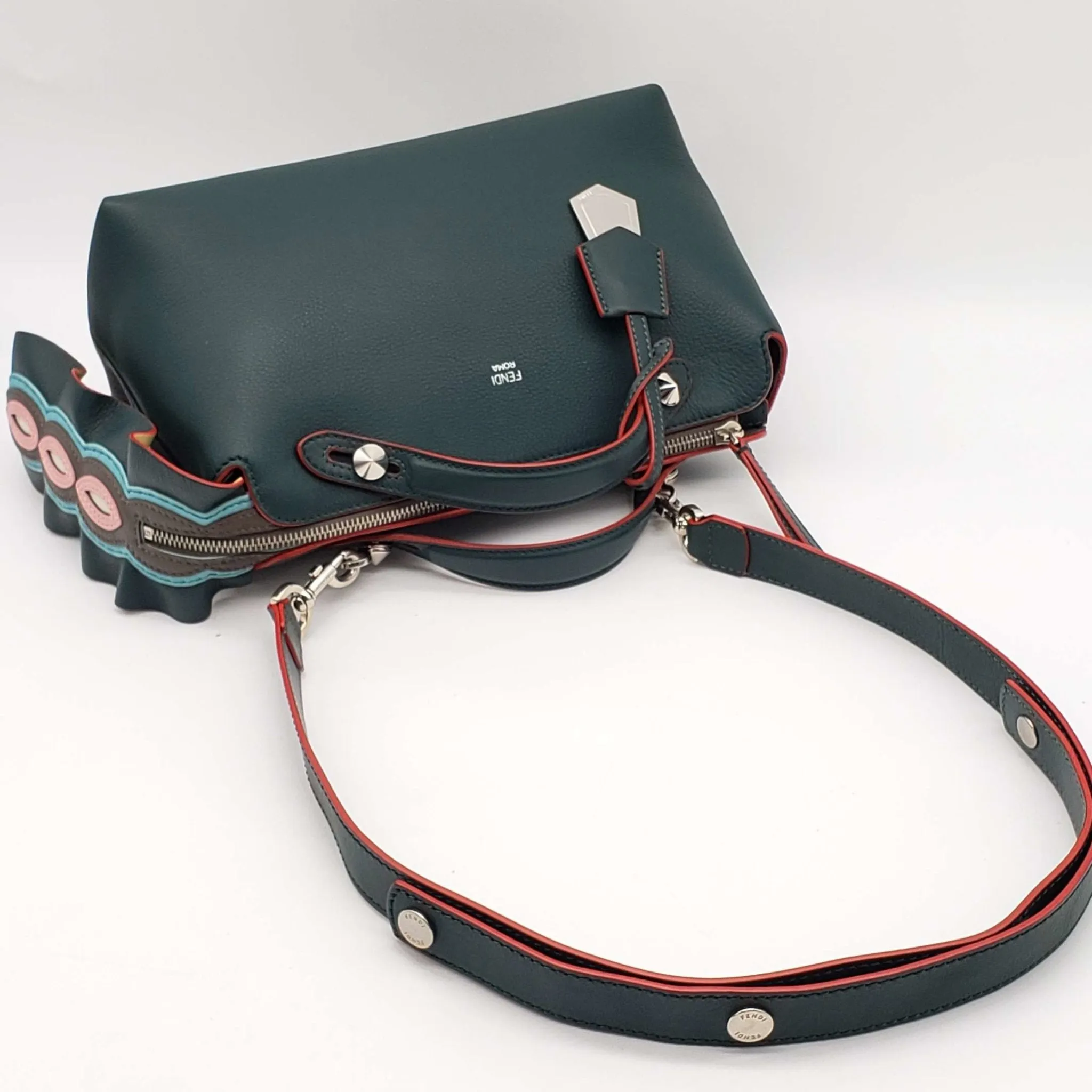 Fendi Green Leather Shoulder Bag