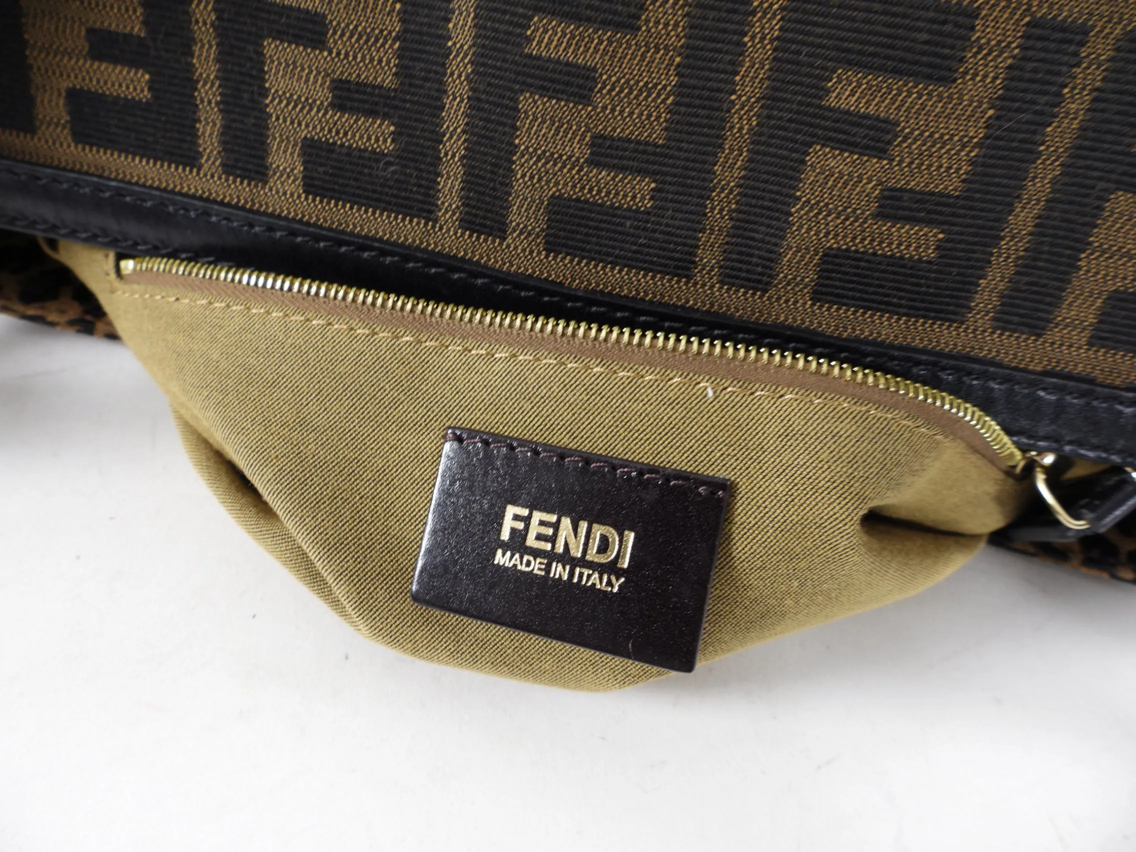 Fendi Monogram Zucca and Leopard Chef Bag