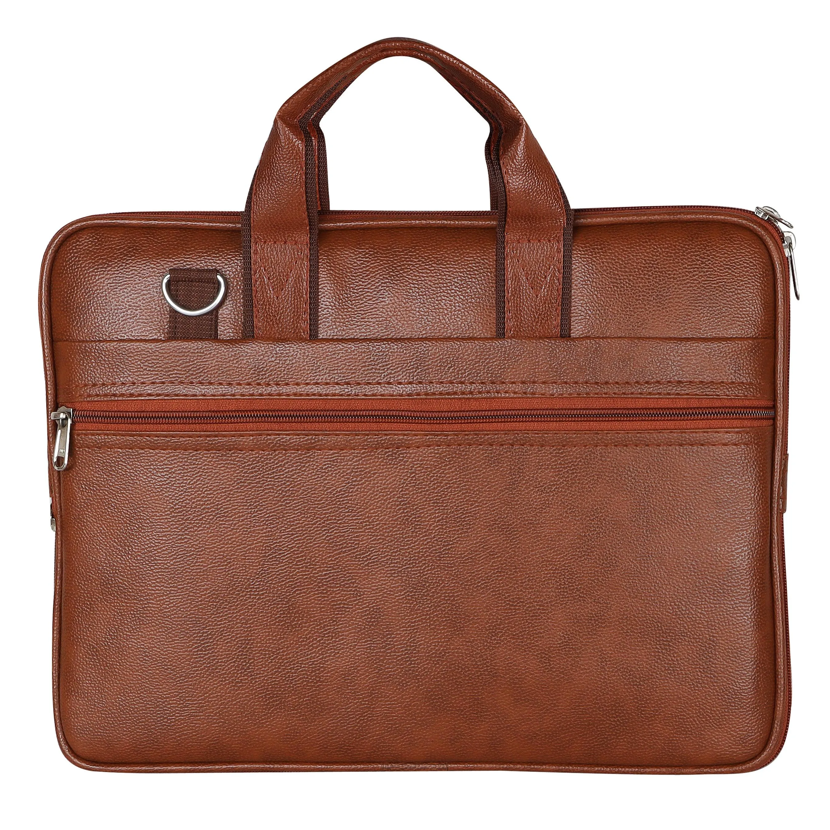 Jaxer Tan Leather Laptop Messenger Bag for Men - JXRMB004