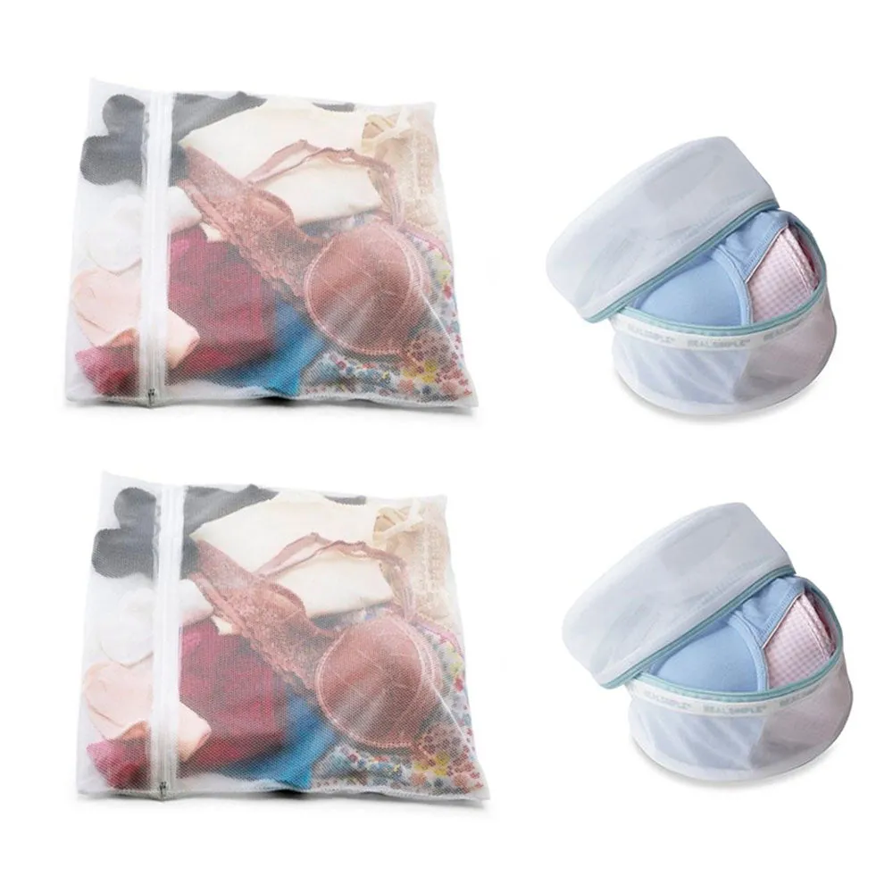 Lot Of 4 Delicates Mesh Lingerie Laundry Bag Intimate Wash Net Protector Zipper