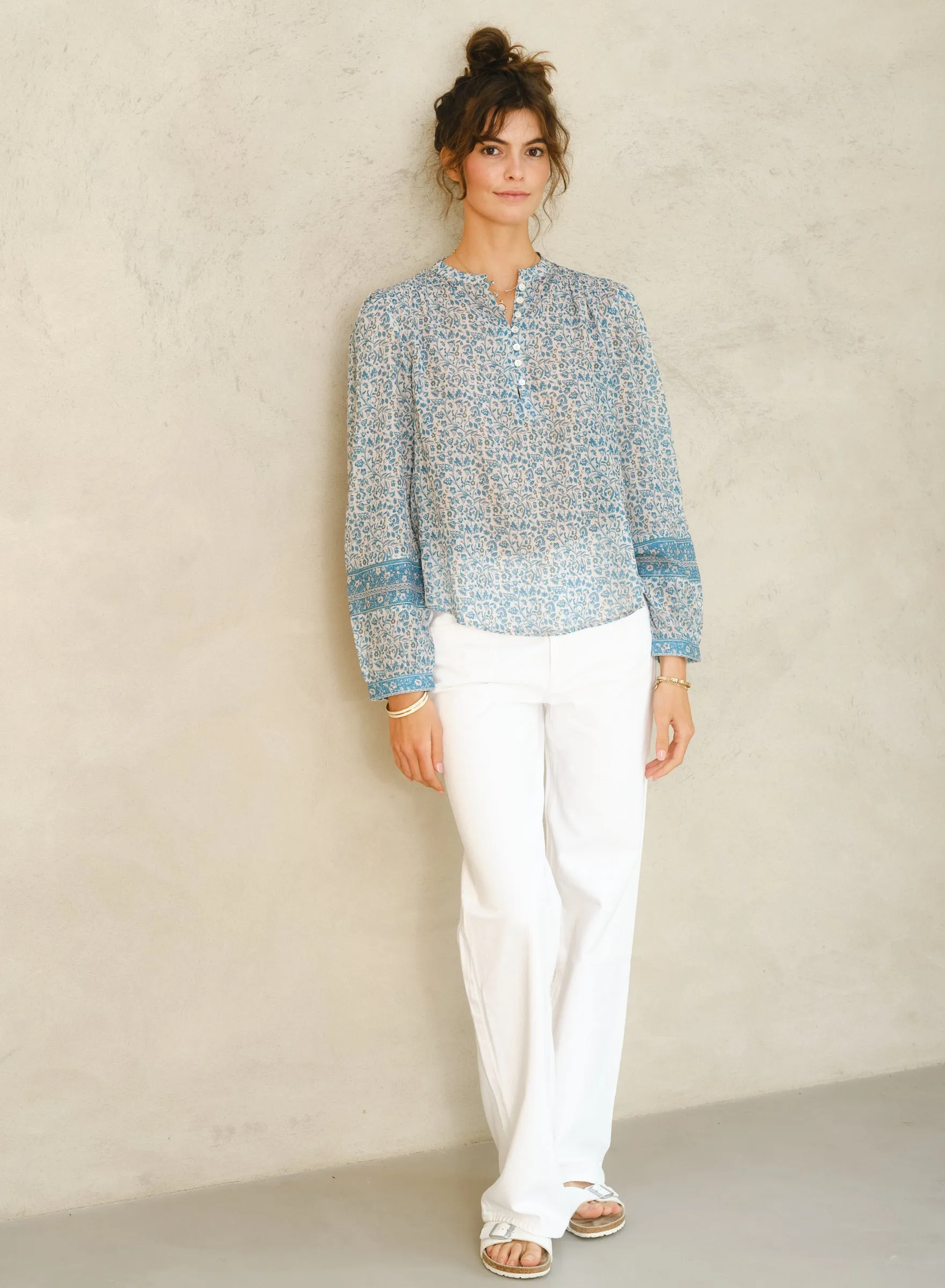 NOLA PRINT TOP IN BLUE