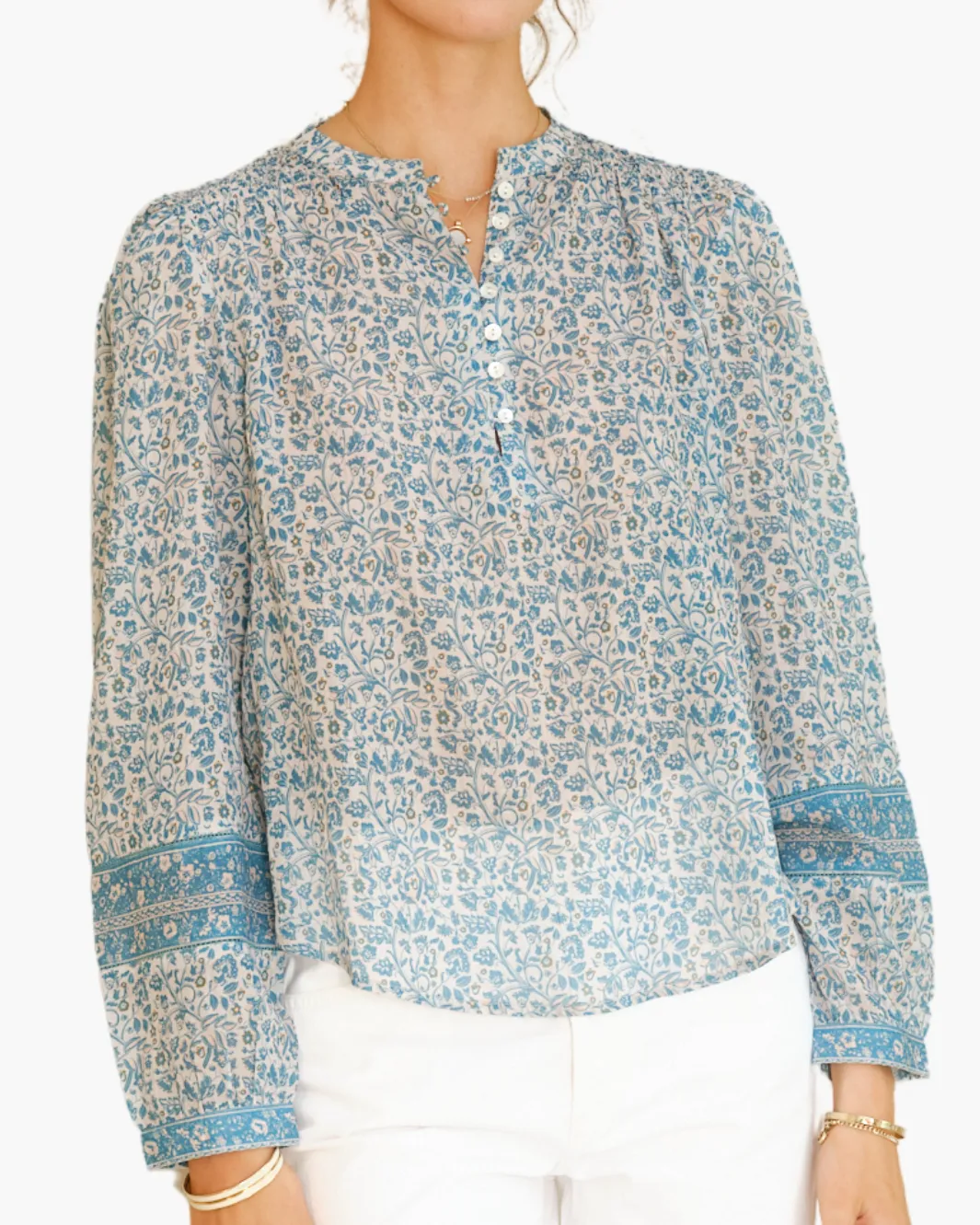 NOLA PRINT TOP IN BLUE