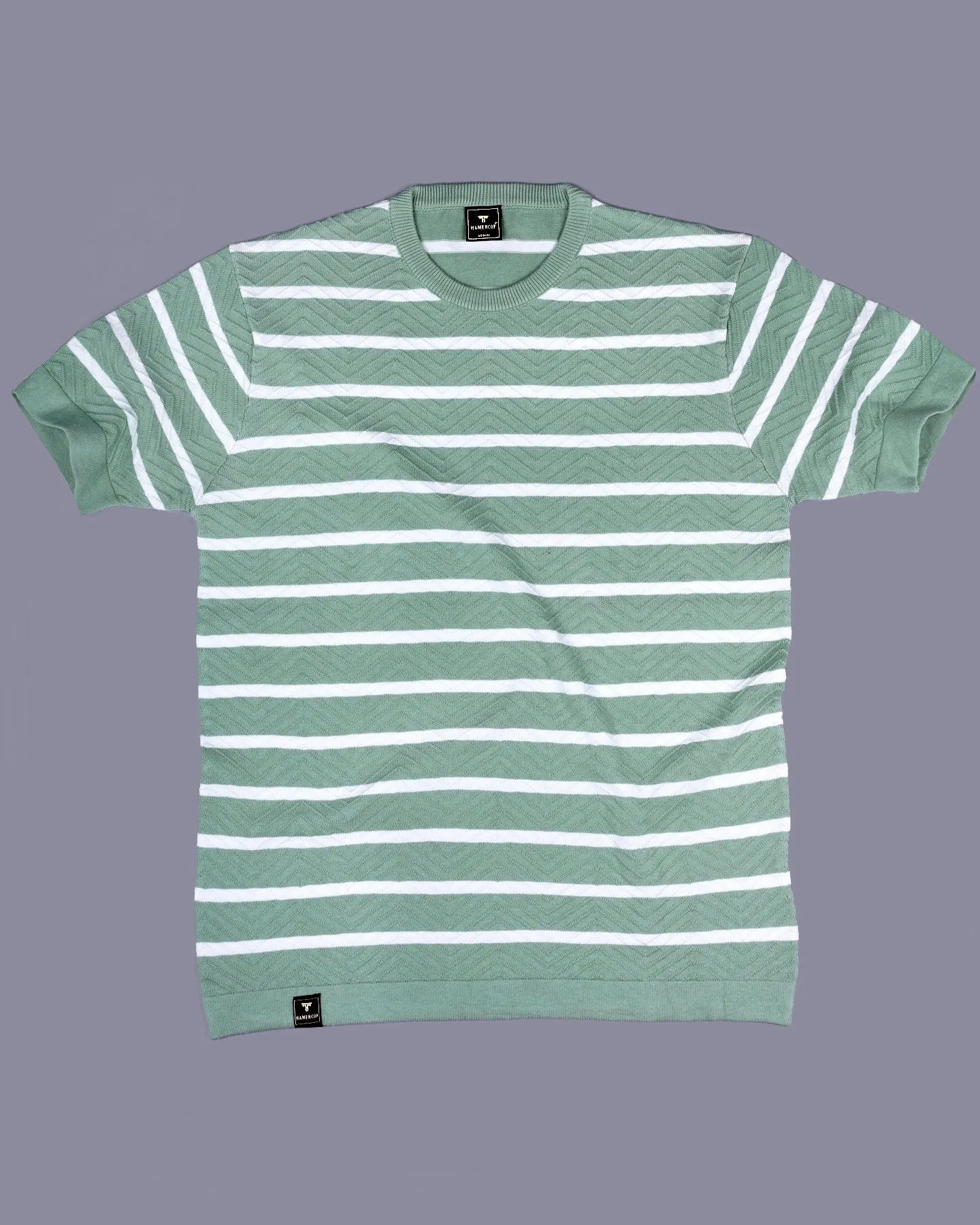 Parasail Pistachio Green Knitted Cotton T-Shirt