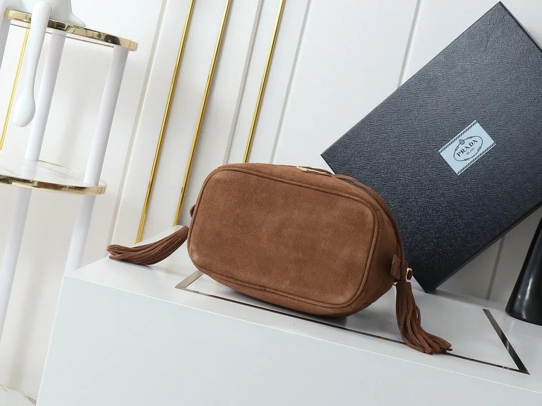 PD334 Small Suede Leather Bucket Bag / HIGHEST QUALITY VERSION / 8.2x8.2x4.7inch