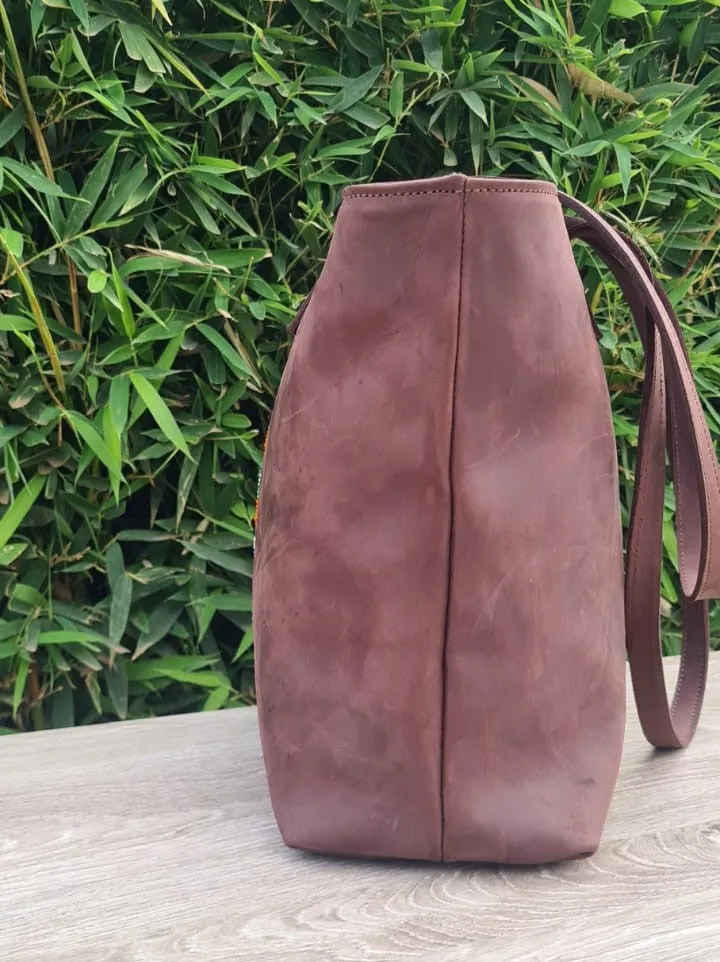 Pull Up Leather Weekender Tote Bag