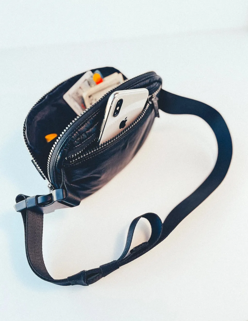Slim puffy crossbody bag/ fanny pack black