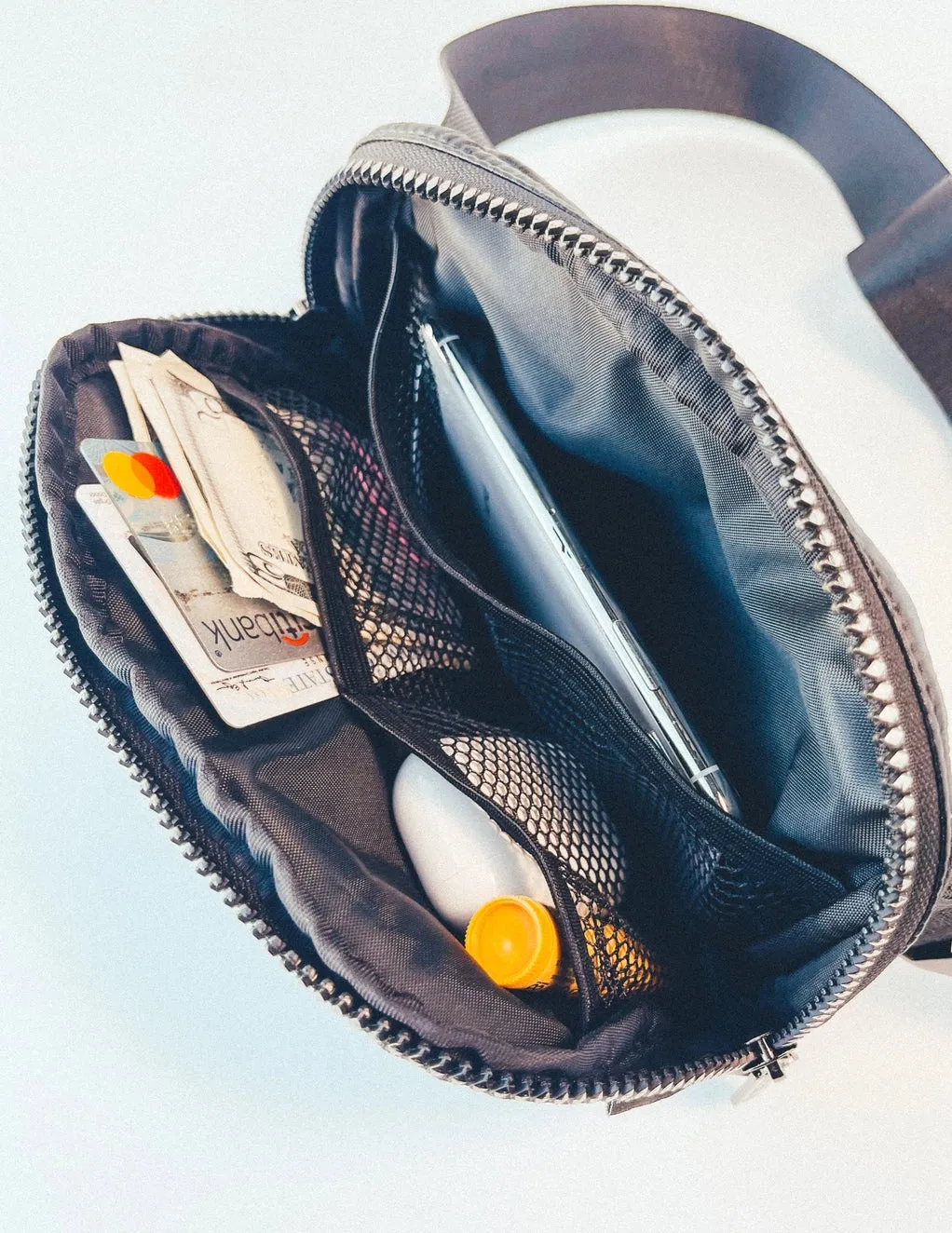 Slim puffy crossbody bag/ fanny pack black