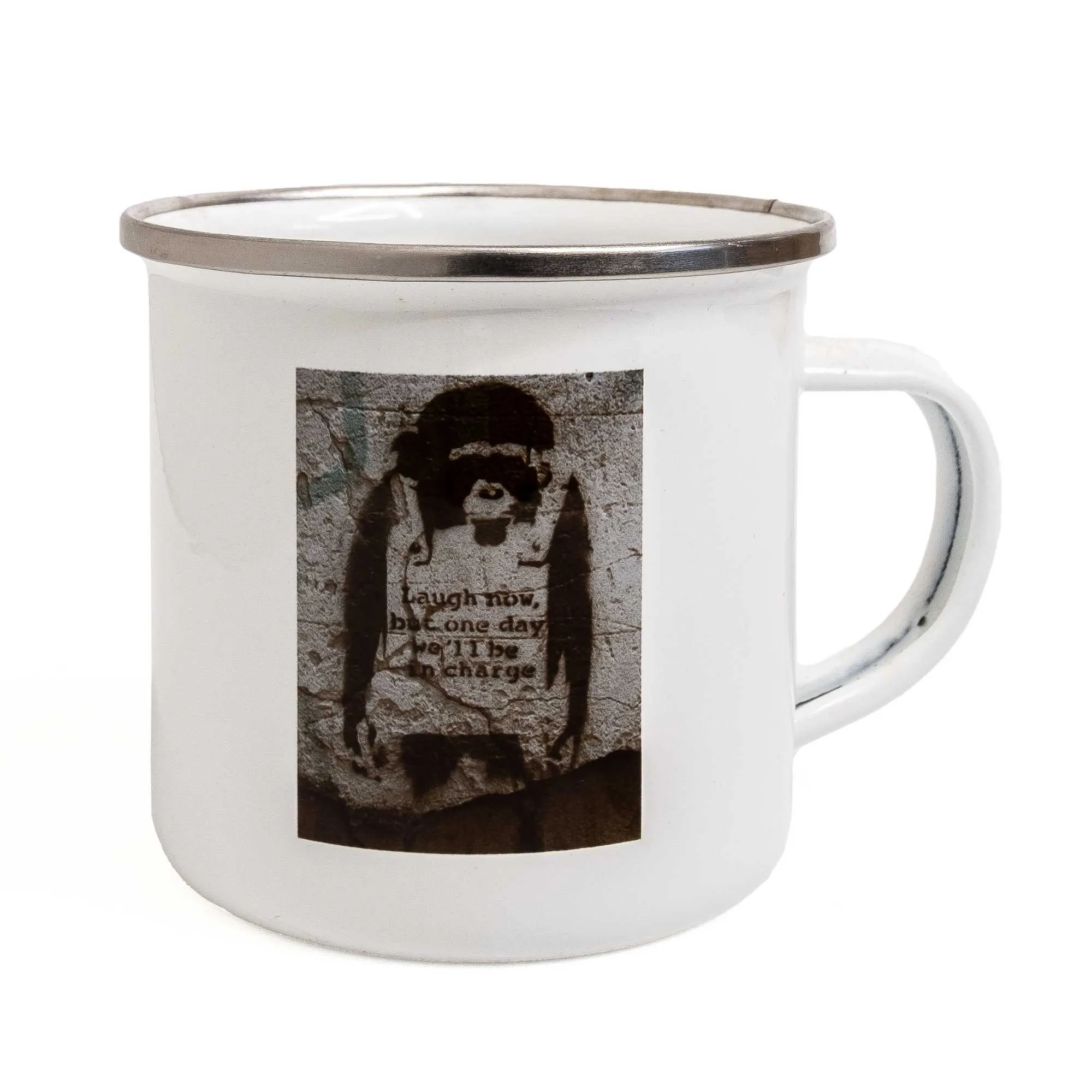 Star Editions Graffiti Enamel Mug, Laugh Now