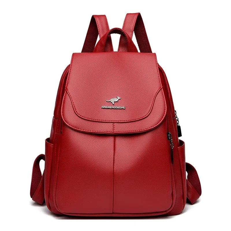 Women Large Capacity Backpack High Quality Leather Female Vintage Bag School Bags Travel Bagpack Ladies Bookbag Rucksack Purses