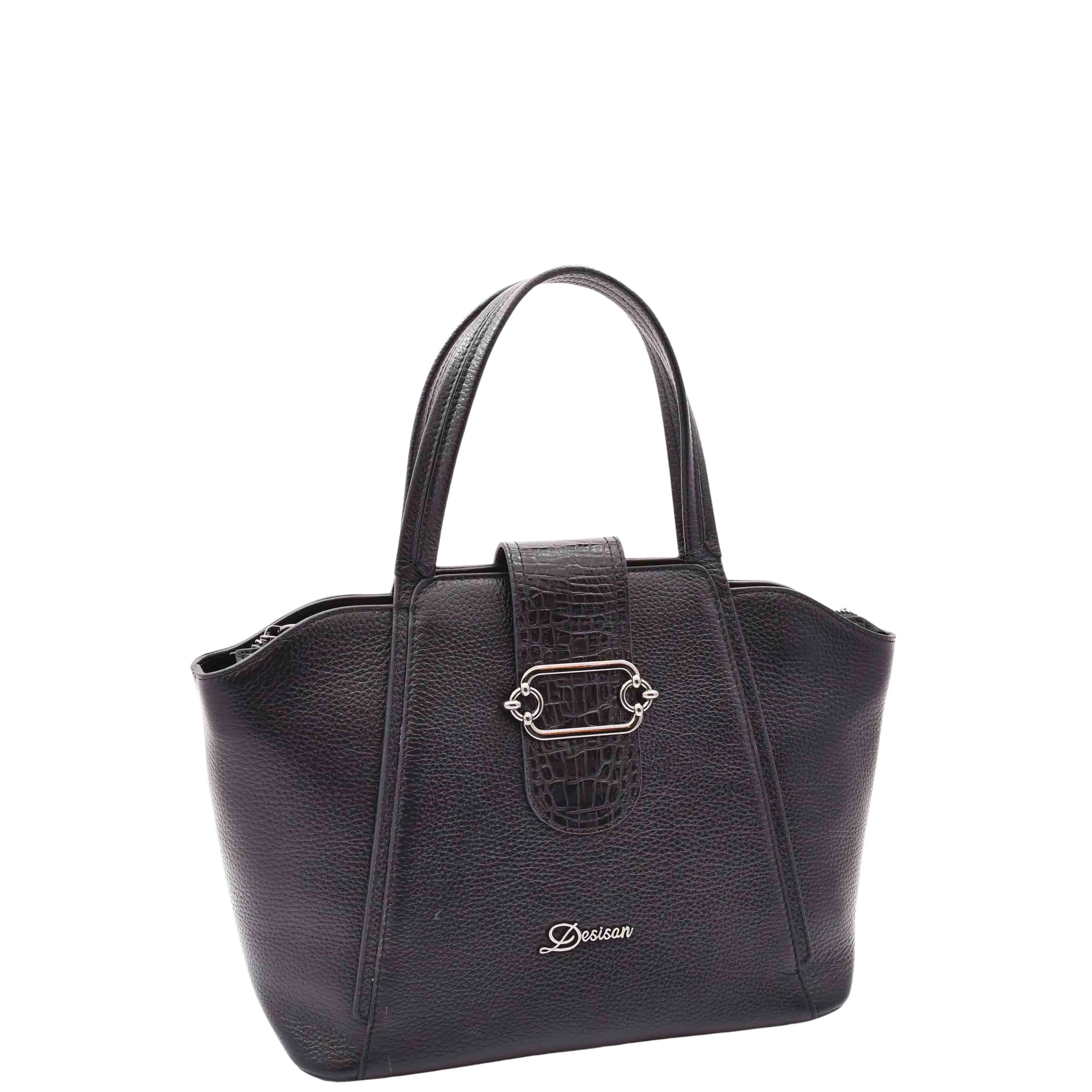 Womens Fashion Leather Handbag Adjustable Strap Bag JANE Black