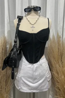 Yana Lace Bustier Top (Black)