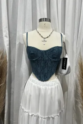 Yana Lace Bustier Top (French Blue)