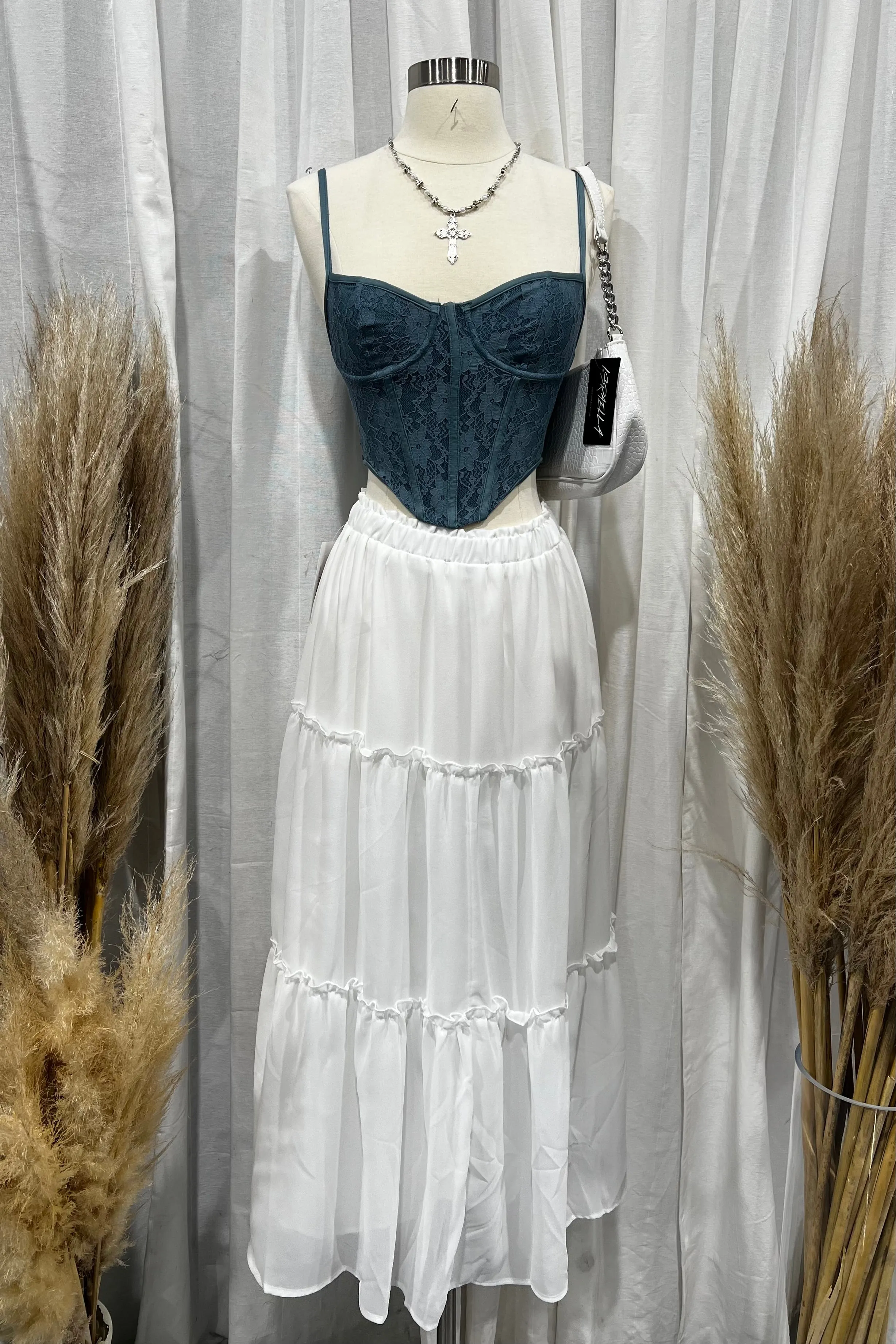 Yana Lace Bustier Top (French Blue)